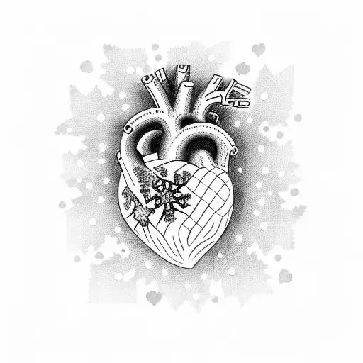 heart with snowflakes and ice tattoo design idea