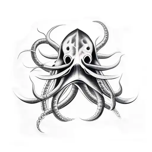 giant squid scary death skulls tattoo design idea