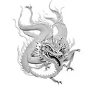 Japanese dragon, tiger, and white crane, with uechi ryu symbol at base tattoo design idea