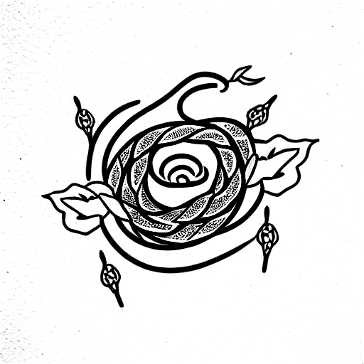 snake covered with flovers tattoo design idea