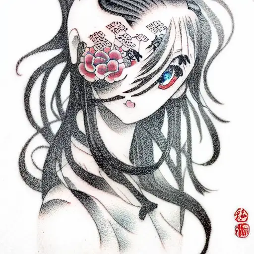 anime girl tattoo design idea