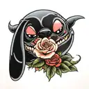 stich with roses   tattoo design idea