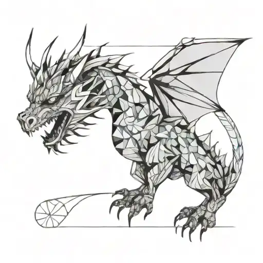 Dragon Geometry and Baby Foot tattoo design idea