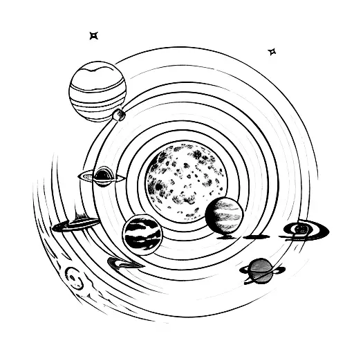 solar system tattoo design idea