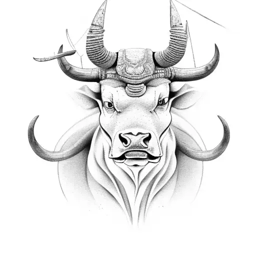 Sketch of tattoo art, spanish bull, dangerous bull with beaked horns Stock  Photo - Alamy