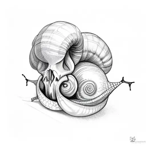 snail with skull tattoo design idea