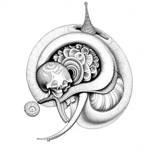 snail with skull  tattoo design idea