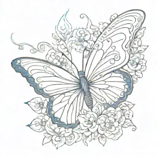 stay strong and blue butterfly tattoo design idea