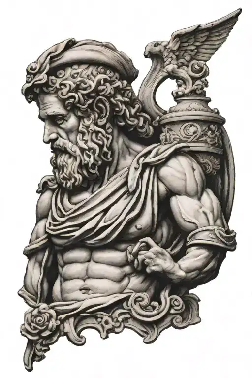 antik greek statue tattoo design idea