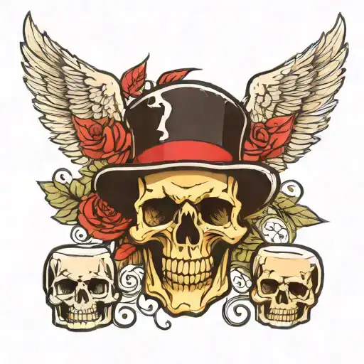 alcohol and skull tattoo design idea