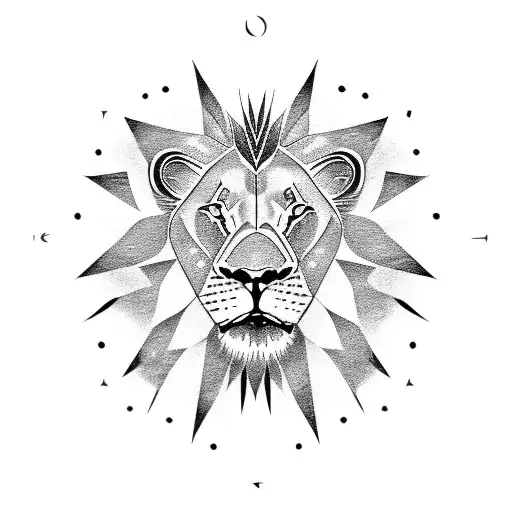 Lion with compass tattoo design idea