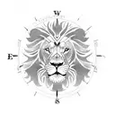 Lion with compass tattoo design idea