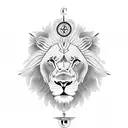Lion with compass tattoo design idea