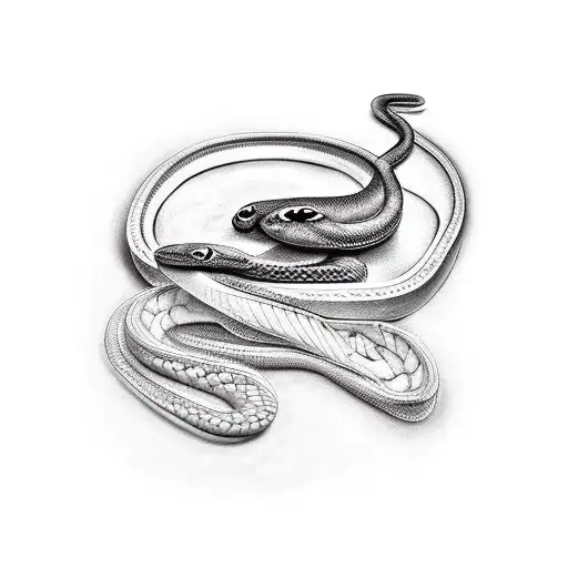 A black and white tattoo of a snake wrapped around a cooking spoon tattoo design idea