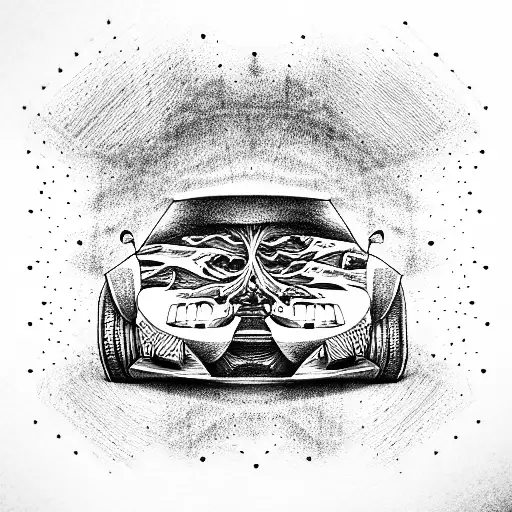 car drift tattoo design idea