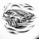 car drift tattoo design idea