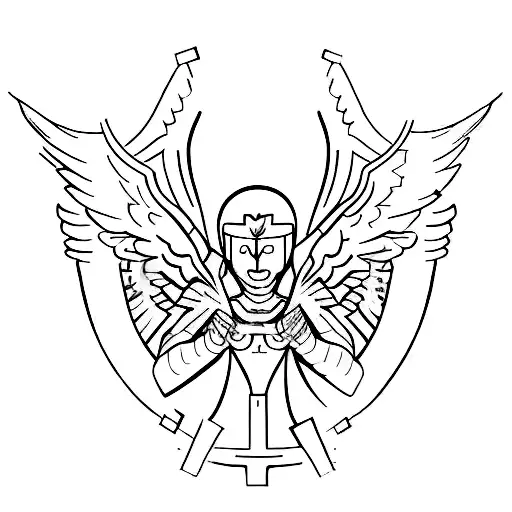 Abstract representation of a car transforming into a guardian angel in memory of dad tattoo design idea