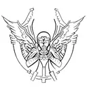 Abstract representation of a car transforming into a guardian angel in memory of dad tattoo design idea