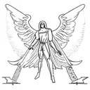 Abstract representation of a car transforming into a guardian angel in memory of dad tattoo design idea