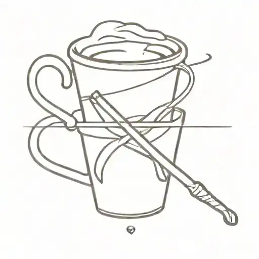 A minimalist tattoo of a coffee cup with a whip as the handle, symbolizing your love for being a barista and BDSM tattoo design idea