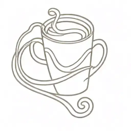 A minimalist tattoo of a coffee cup with a whip as the handle, symbolizing your love for being a barista and BDSM tattoo design idea