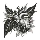 anatomical heart with flowers blooming tattoo design idea