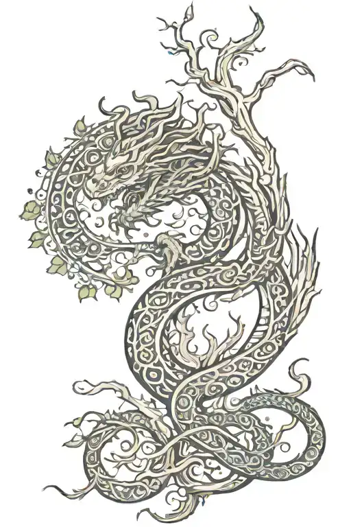 dragon, tree of life tattoo tattoo design idea