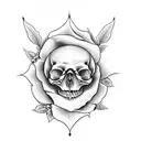 Skull and Roses, large design, forearm, sleeve tattoo design idea