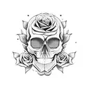 Skull and Roses, large design, forearm, sleeve tattoo design idea