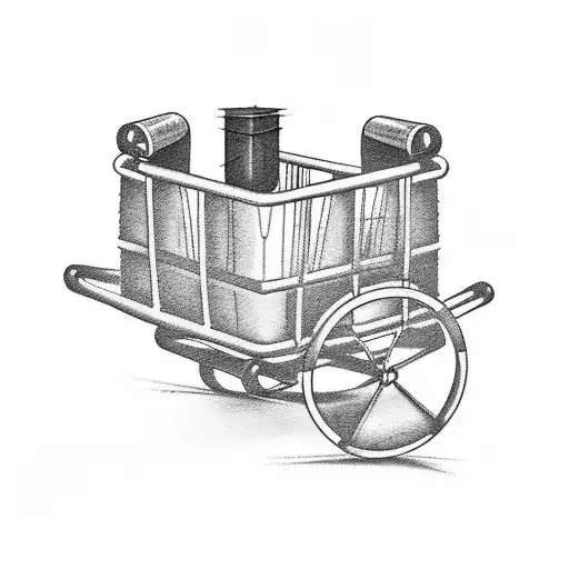 simply shopping cart tattoo with one broken wheel tattoo design idea
