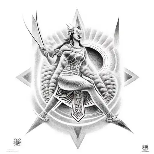 utu god , inanna goddess for under arm sleeve tattoo design idea
