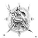 utu god , inanna goddess for under arm sleeve tattoo design idea