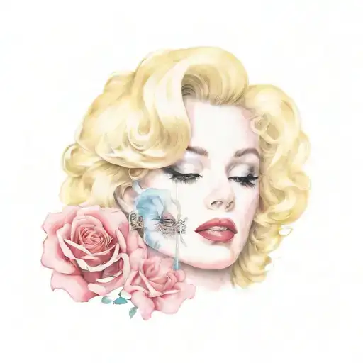marylin monroe mixed with the misfits skull tattoo design idea