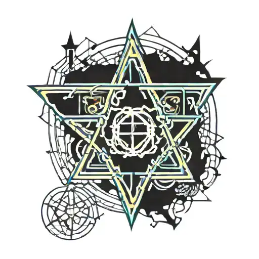 Heartagram cyber sigilism tattoo design idea