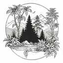 rainforest landscape tattoo design idea