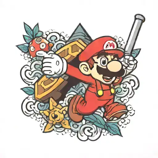 super mario is close tattoo design idea