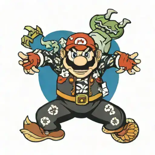 super mario yakusa bodysuit tattoo design idea