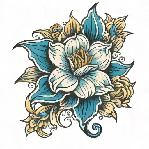 dafni flower, shine on you crazy diamond famous 4 notes tattoo design idea