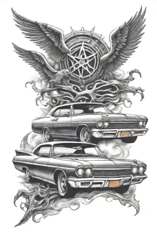 Supernatural TV show car tattoo design idea