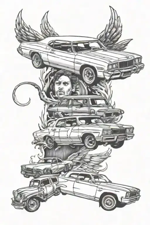 Supernatural TV show car tattoo design idea