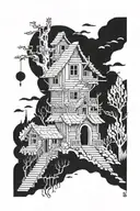 baba yaga house tattoo design idea