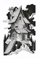 baba yaga house tattoo design idea