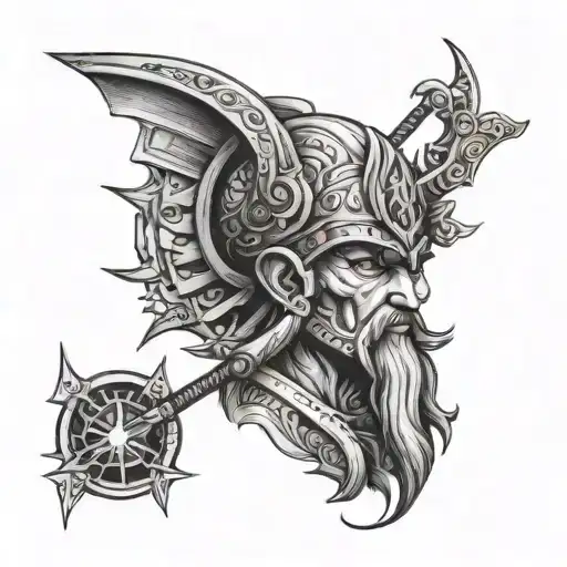 power intelligence warrior god tattoo design idea