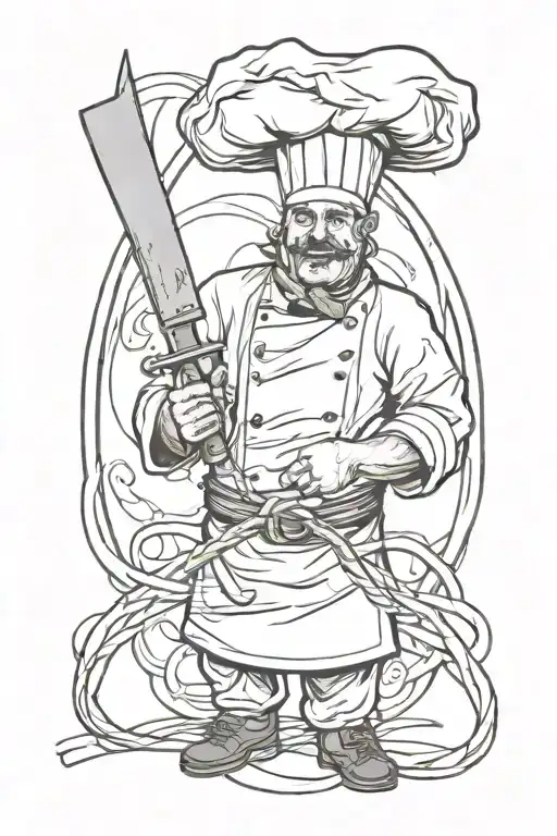 chef with knife intertwined tattoo design idea
