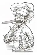 modern chef tired with knife intertwined tattoo design idea