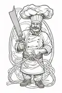 chef with knife intertwined tattoo design idea