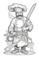 chef with knife intertwined tattoo design idea
