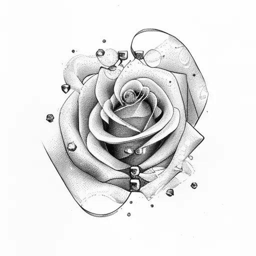Hourglass with cancer ribbon wrapper around the middle and a rose at the top of the hourglass tattoo design idea