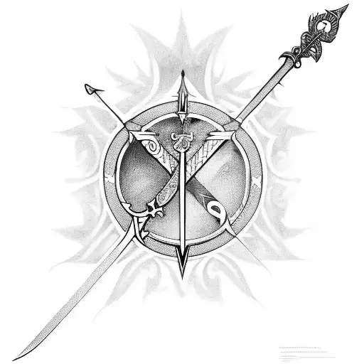 templar sword with guitar neck  tattoo design idea