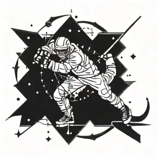 A futuristic interpretation of the Big Dipper constellation intertwined with hockey elements tattoo design idea
